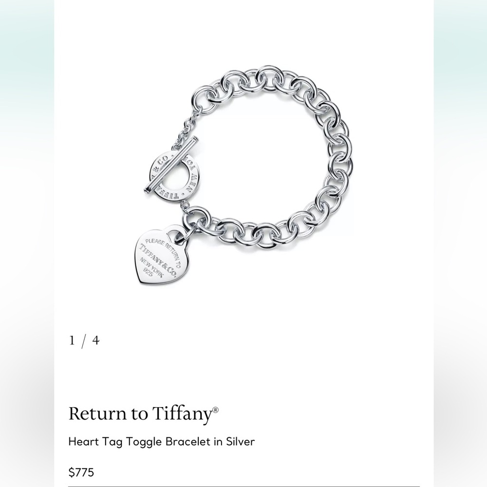 Tiffany & Co. Silver Chain Bracelet with Heart Tag
